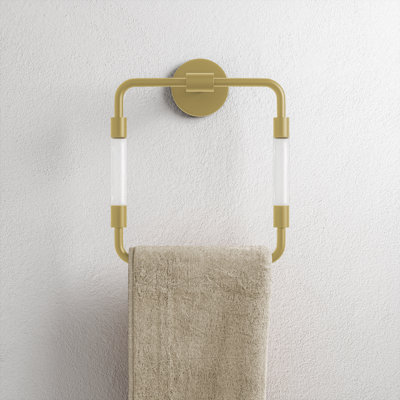 Verre Acrylic Square Towel Ring In Brushed Gold