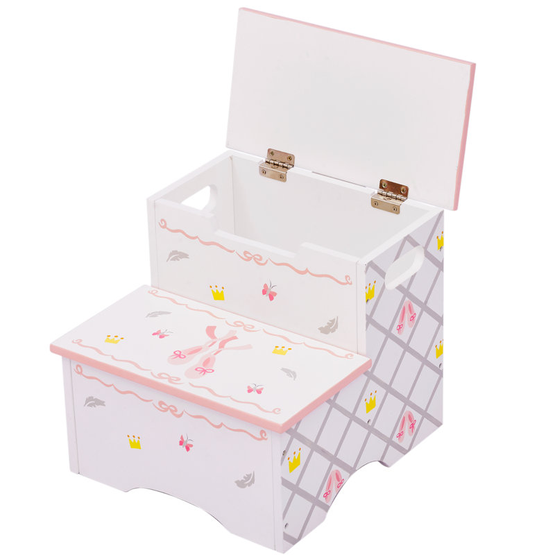 Fantasy Fields White/Pink 2 - Step Stool with Storage