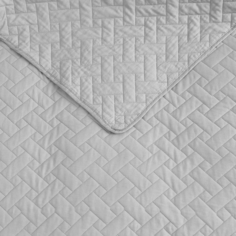 Gray Twin Cotton Reversible Quilt Set