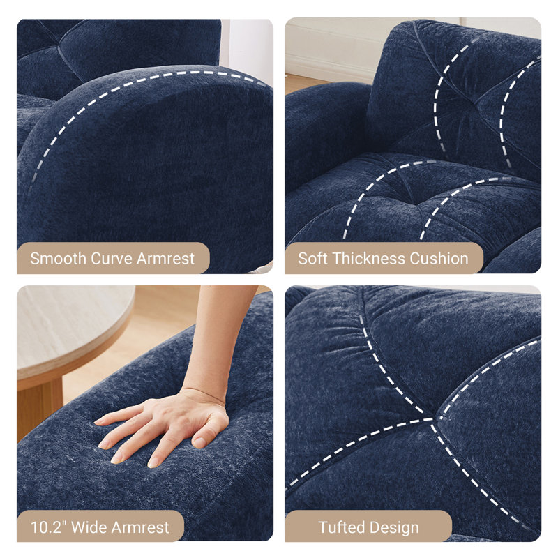 Boneless 6 Piece 141" Sectional Boneless Sofa Oversized Compression Velvet Modular Deep Seat Cloud Couch With Movable Ottomans, No Assembly Required