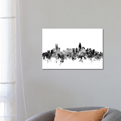 Charlotte, North Carolina In Black & White by Michael Tompsett - Wrapped Canvas Gallery-Wrapped Canvas Giclée