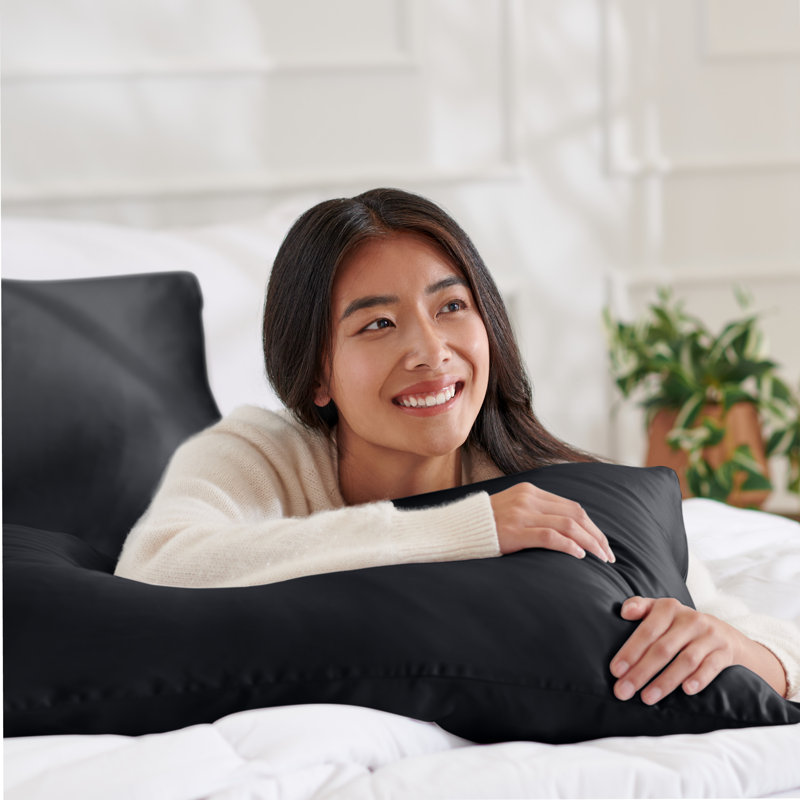 100% Mulberry Silk Pillowcase Zipper Closure, 1 Standard (Zipper Closure) Pillowcase, Black
