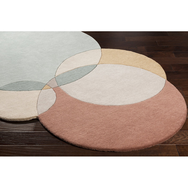 Tapis vert / beige / beige en laine touffeté à la main Novelty Sheila, Nouveauté 2 pi x 3 pi