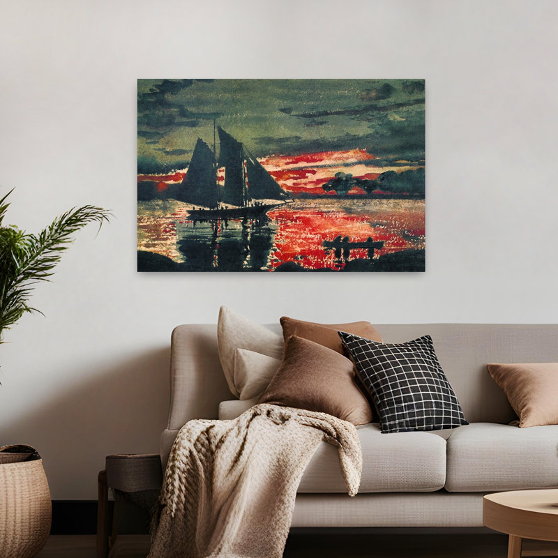 Coucher de soleil, 1880, océan côtier classique, reproduction d'art mural, H 32 po x l 48 po