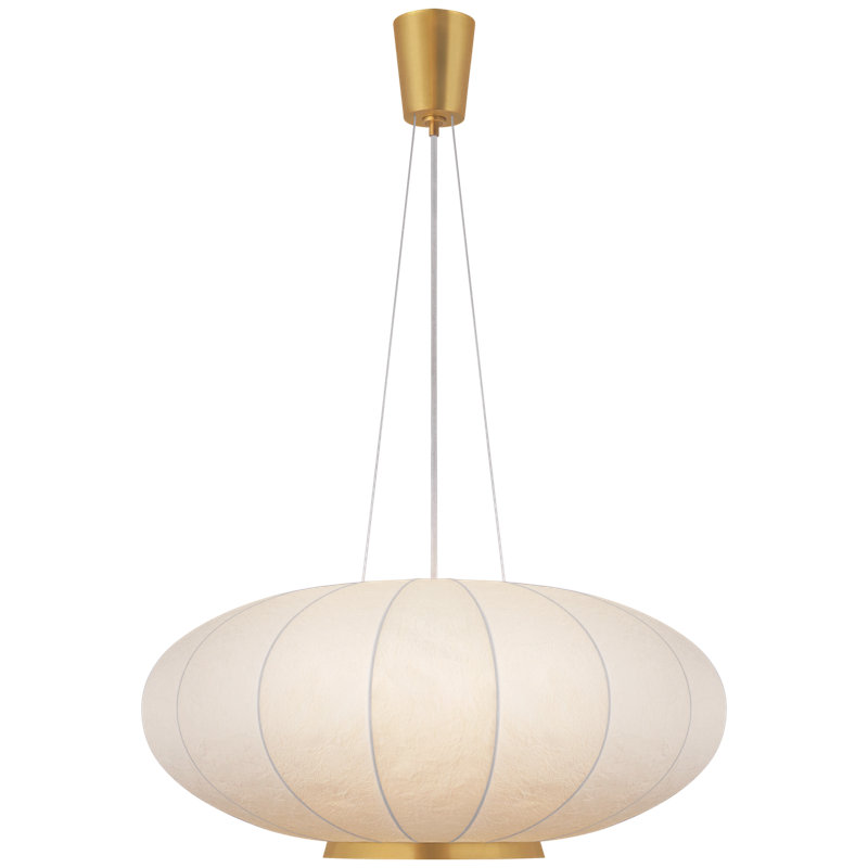 Barbara Barry Paper Moon Large Hanging Shade, 16" H x 36" W x 36" D, Soft Brass