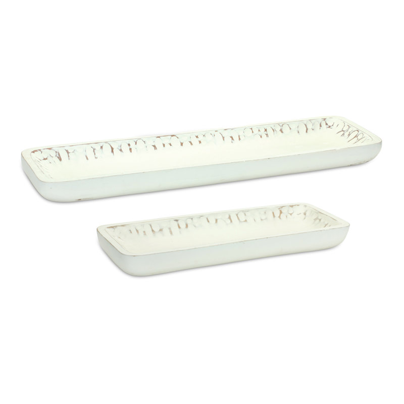 Ensemble de repose-pieds / table basse 2 pièces Luissa, Blanc