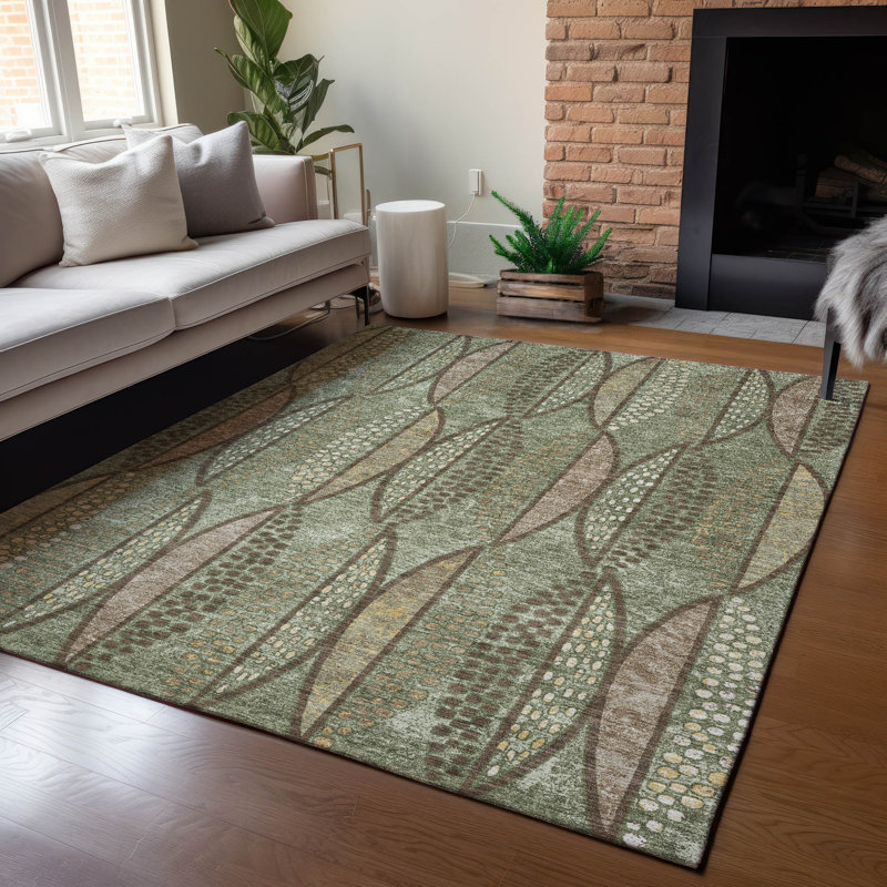 Machine Washable Indoor/Outdoor Chantille ACN2711 Casual Rug, 8' x 10', Olive