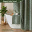 Rideau de douche vert sauge pour salle de bain Boho