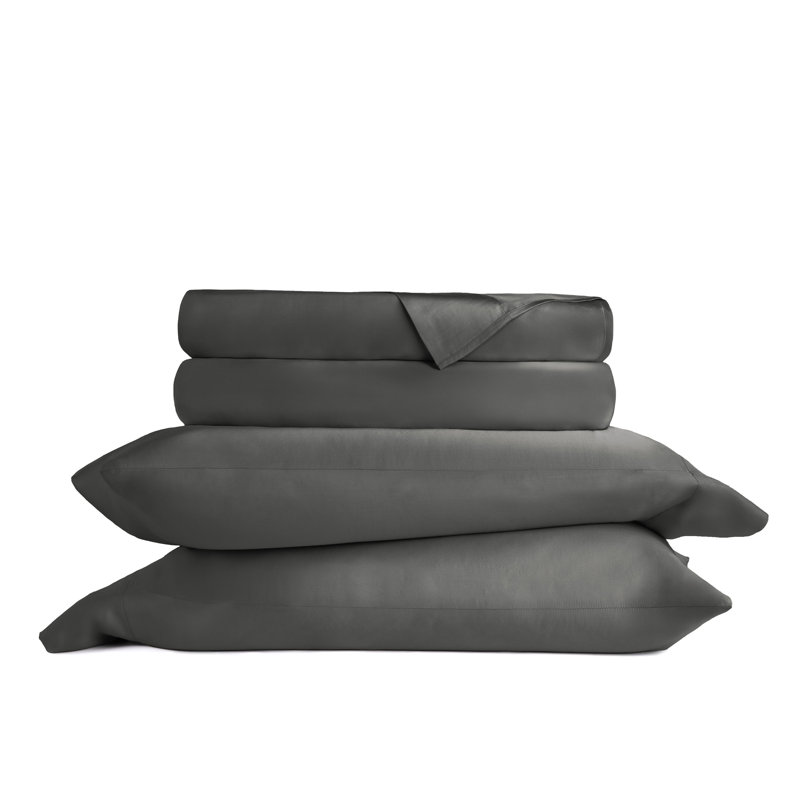 Ensemble de draps 100% rayonne de bambou soyeux, Ensemble de draps pour très grand lit avec 2 taie, Gris
