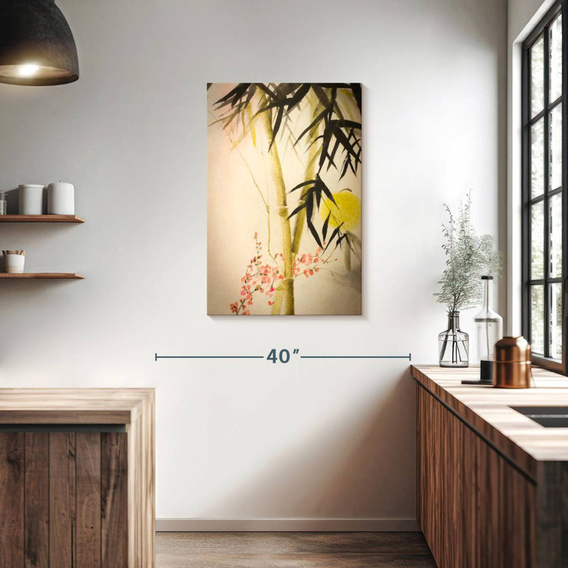 Bambou Harnek et fleurs de prunier, H 36 po x l 24 po
