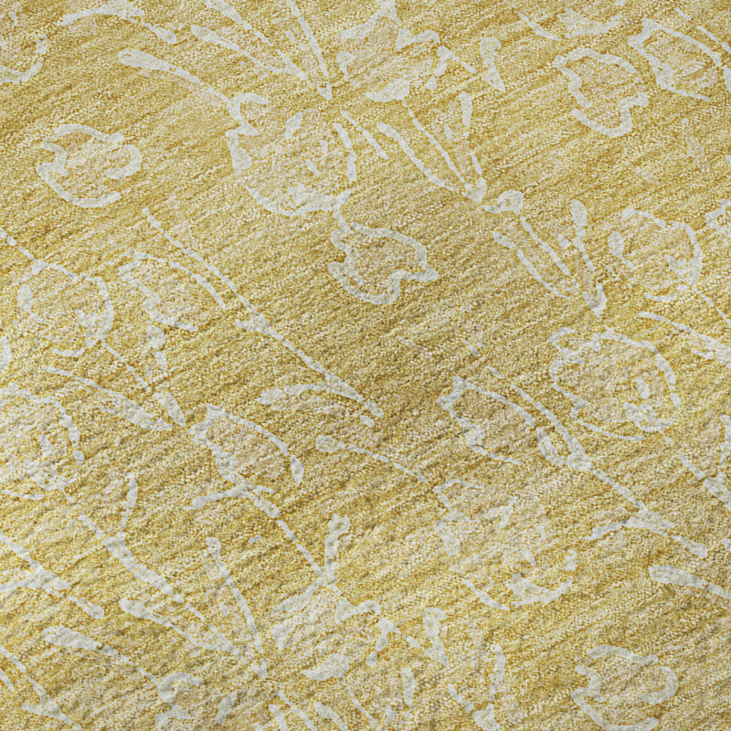 Tapis doré Prisco lavable à la machine de qualité supérieure, Tapis de couloir 2 pi 3 po x 7 pi 6 po