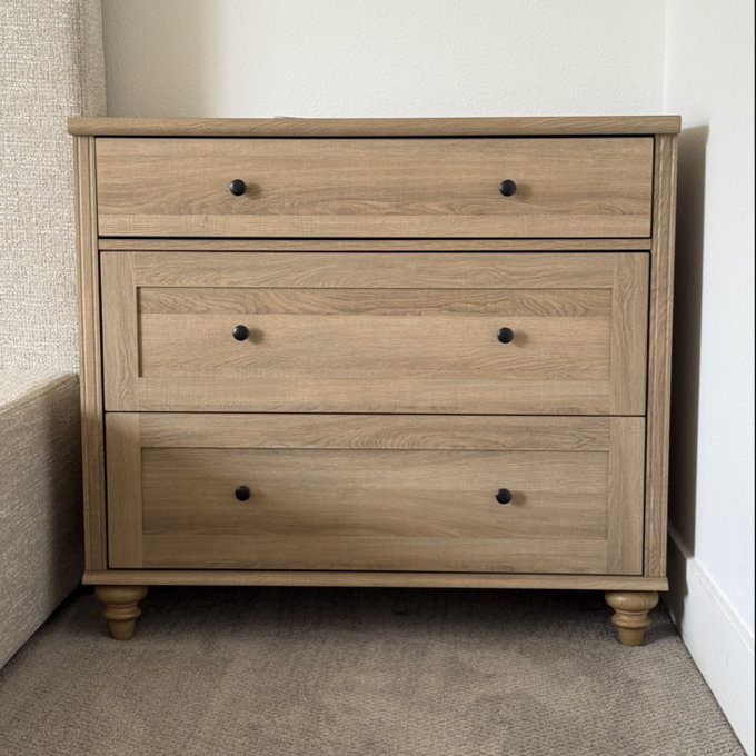 Scarlett Nightstand For Bedroom With 3 Drawers, Mid Century Modern Wooden Closet Storage Organizer - Wash Gray, Set of 2