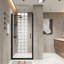 Porte de douche pivotante en aluminium noir mat 34 po x 72 po avec film et configuration de balançoire adaptable