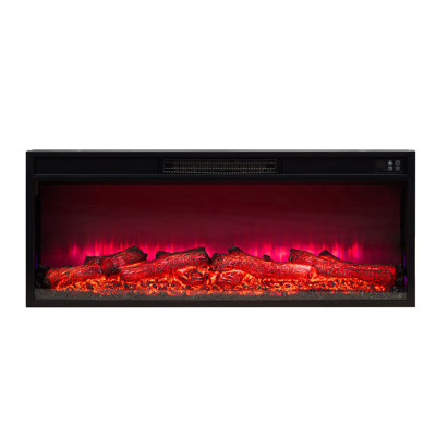 Foyer électrique encastré mural de 76 cm (30 pouces) en métal noir avec crépitement simulé, vitesse de flamme réglable, couleurs d'éclairage supérieures, protection contre la surchauffe, 750 et 1500 watts pour les pièces à vivre principales.