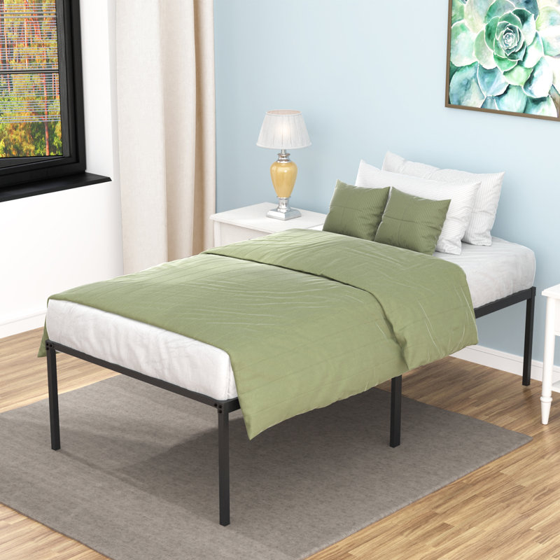 Bed Frame Metal Platform Mattress Foundation Sturdy Steel Slats Support Bed Frame with Under-Bed Storage Easy Assembly No Box Spring Needed