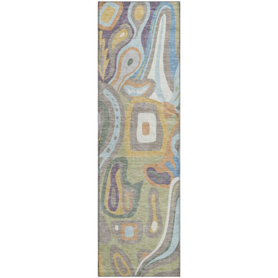Premium Machine Washable Mayfield AMF2488 Mid-Century Modern Rug