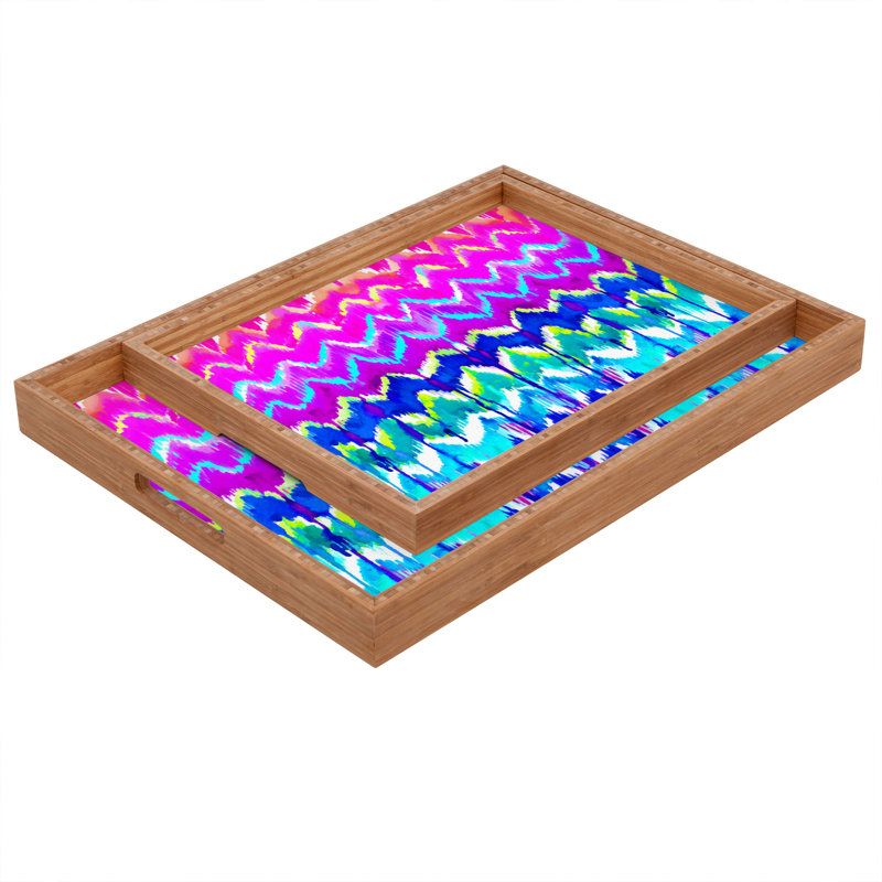 Holly Sharpe Wood Tray, 1.75" H x 18" W x 14" D