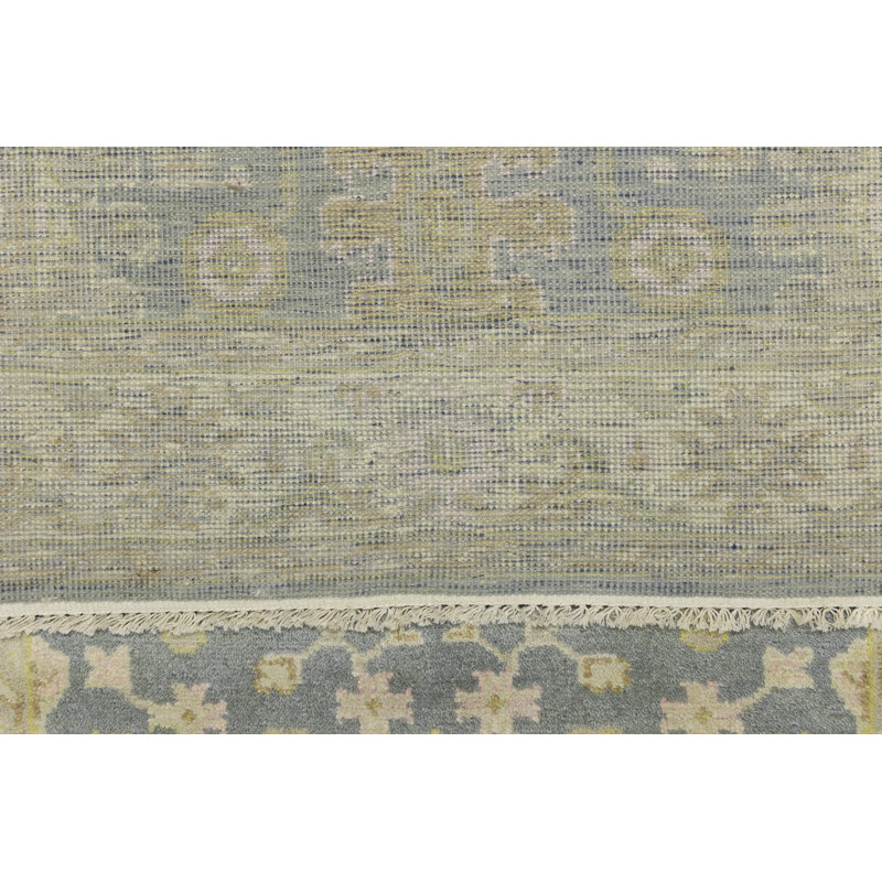 Tapis gris en laine noué à la main 4 pi 1 po x 11 pi 6 po Sabates