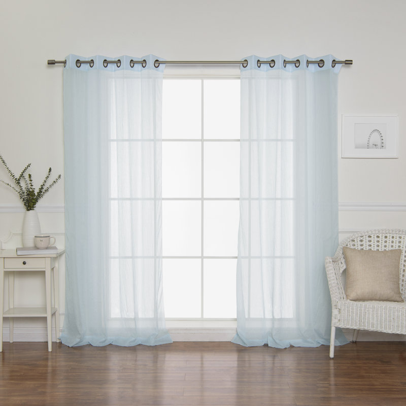 Maaike Crushed Voile Sheer Grommet Curtain, 52" W x 108" L, Sky Blue