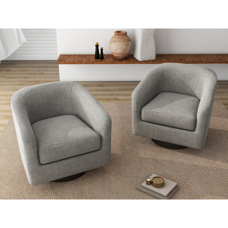 Bennett 73.1Cm Wide Swivel Barrel Chair, Light Grey Polyester Blend
