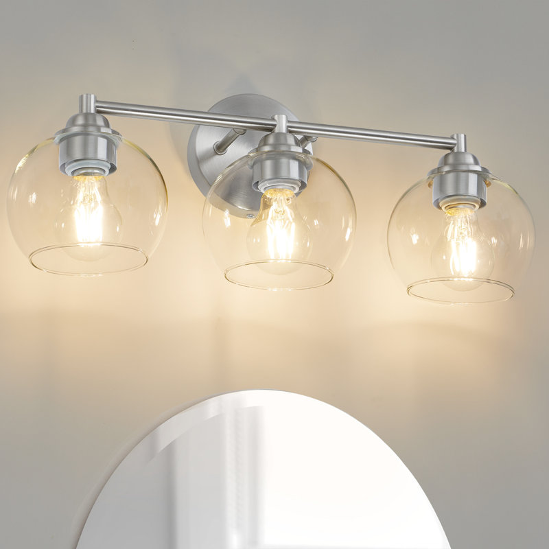 Éclairage de salle de bain à 3 lumières à intensité variable, Clair, Nickel brossé