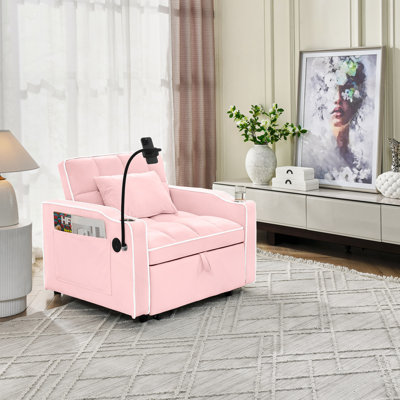 Canapé-lit convertible Canapé-lit Canapé-lit coulissant réglable Canapé-lit pliant multi-poches pour le salon Chambre à coucher Petit espace, canapé-lit 3 en 1 (ROSE)