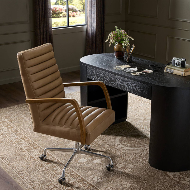 Bryson Leather Swivel Executive Chair, Smoky Black
