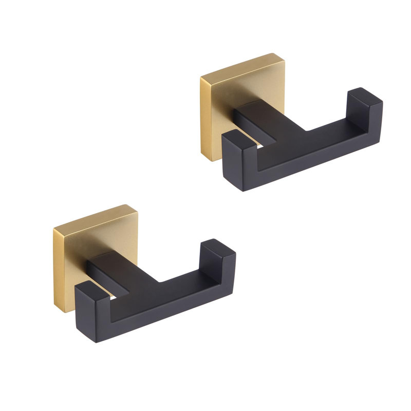 2 porte-serviettes muraux requis, Or / noir mat