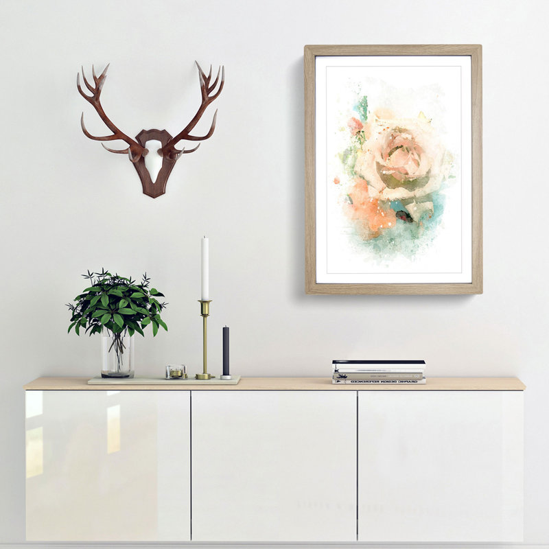 Floral Art in Abstract - Picture Frame Graphic Art Print, 87cm H x 62cm W x 2cm D, Oak Framed