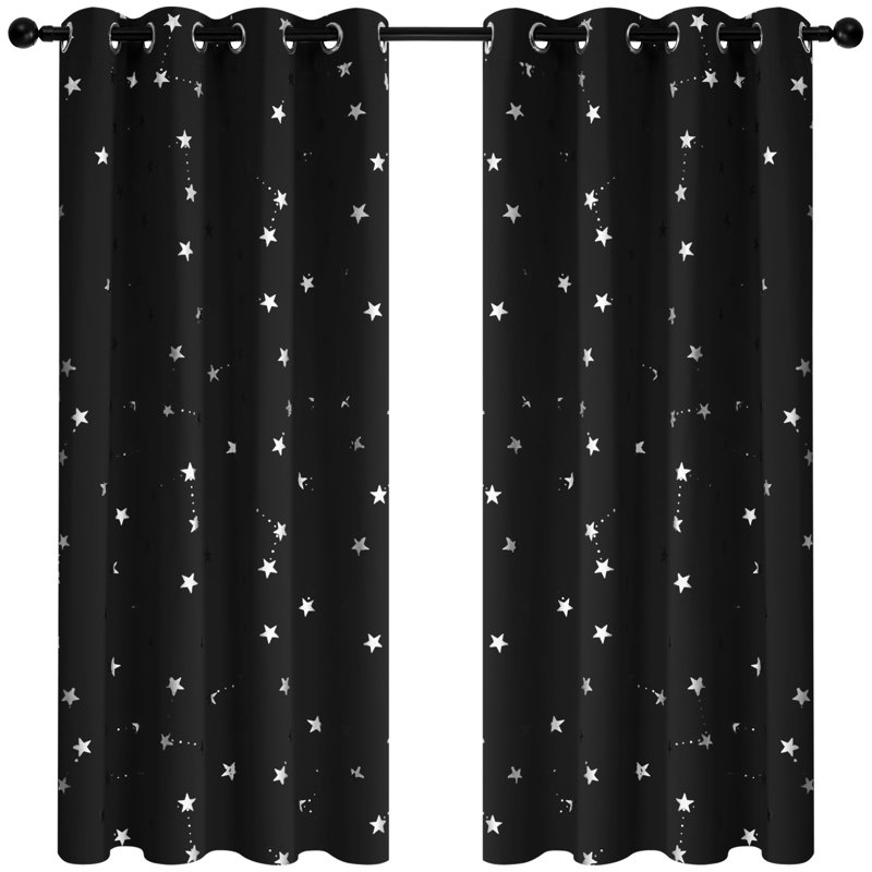 Raimah Blackout Curtain Pair, Black, 66cm Width x 138cm Drop