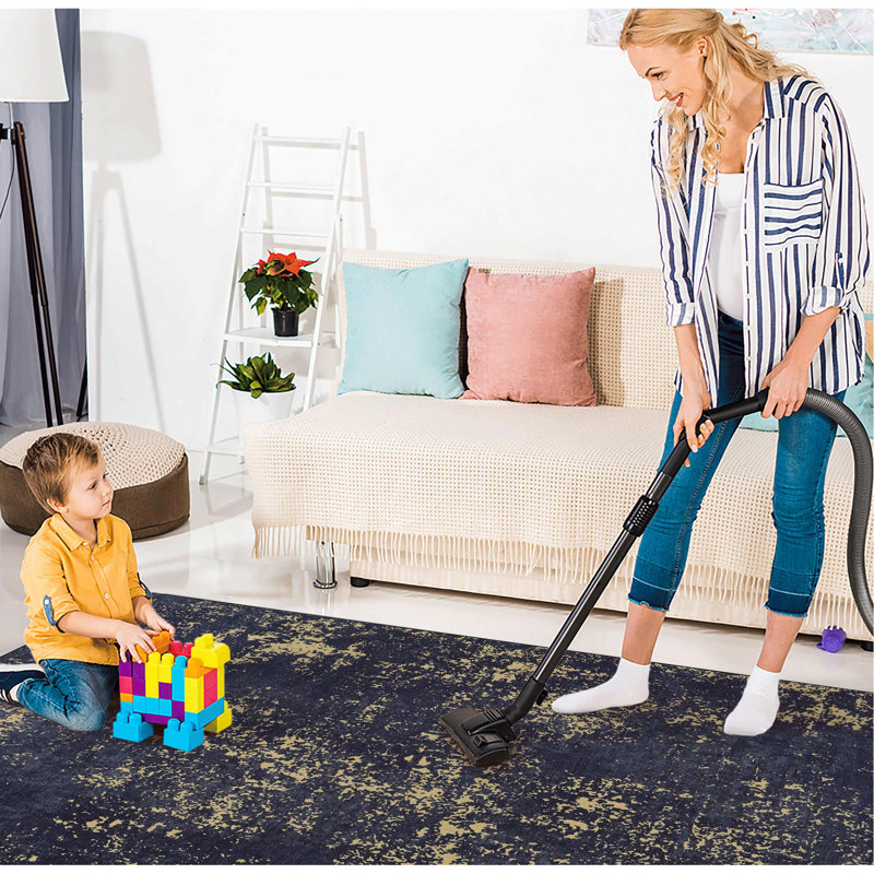 6x9 Washable Area Rug, Non-shedding, Soft. For Living Room, Bedroom, Kitchen. Non-slip, & Pet Safe. Black And Gold Machine Long-lasting. For Dining Room. Approved.