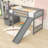 Wood Twin Loft Bed with Storage Stairs and Slide-170189410