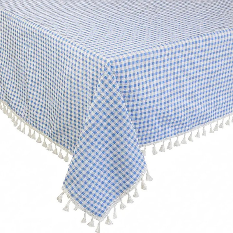 Nappe carrée en mélange de coton, Bleu, 70 po x 55 po