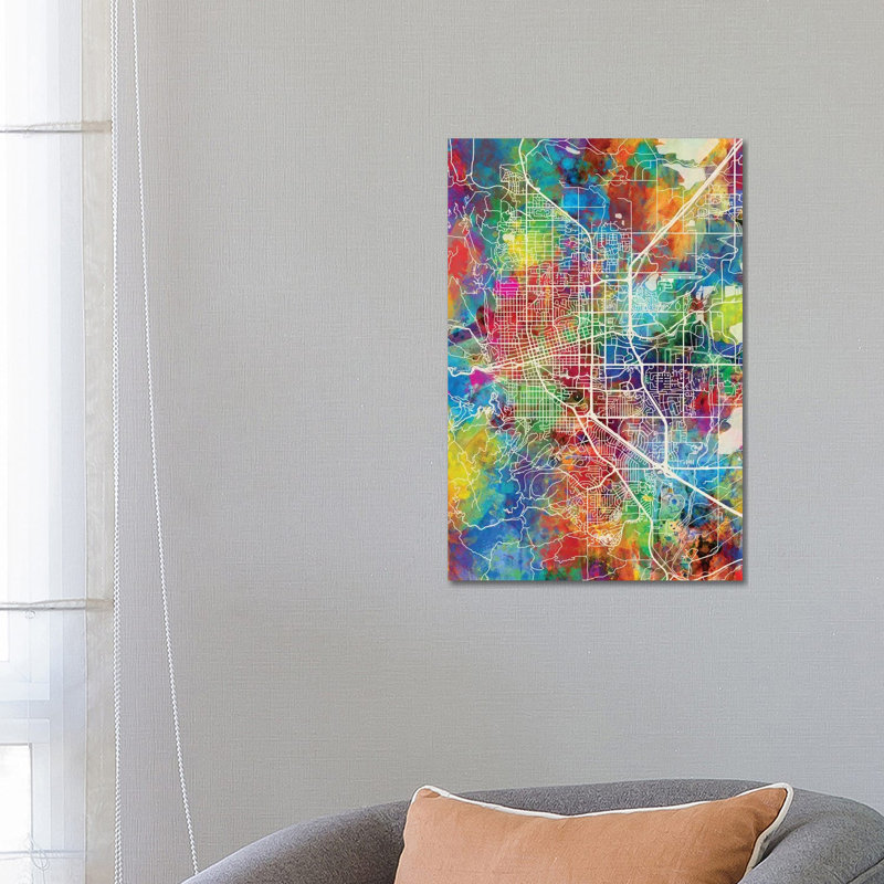 Boulder Colorado City Map I by Michael Tompsett - Wrapped Canvas Gallery-Wrapped Canvas Giclée