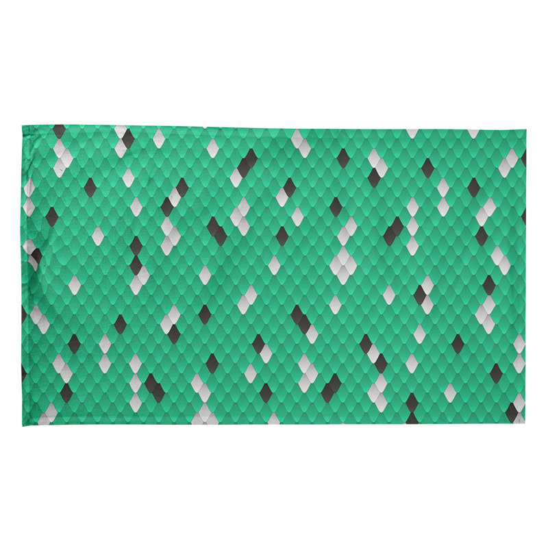 Serviette de thé à échelles serpent, Bleu sarcelle, Sergé de coton