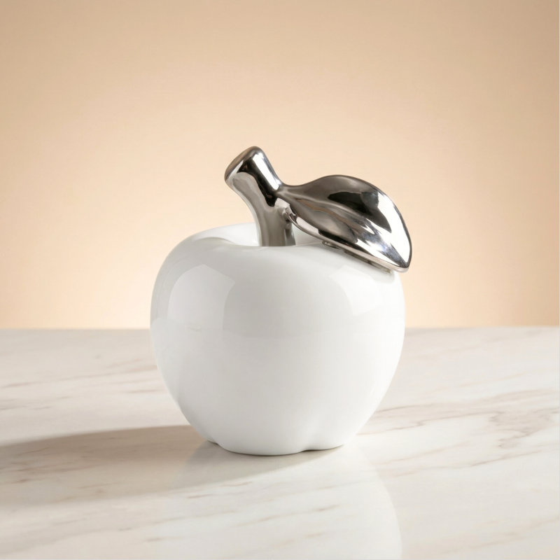  Izabella White Ceramic Decorative Apple Sculpture