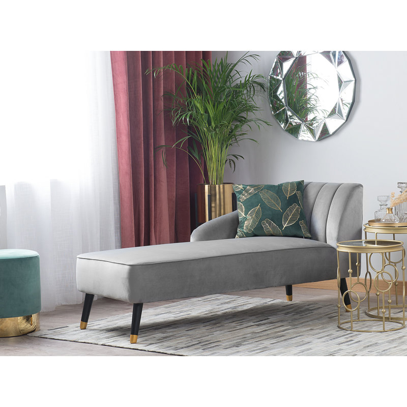 Upholstered Chaise Lounge, Light Grey