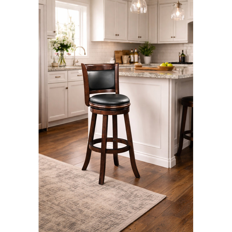 Analuz Swivel Counter, Bar and Extra Tall Wood Stool, Cappuccino, Black, Extra Tall (34" Seat Height)