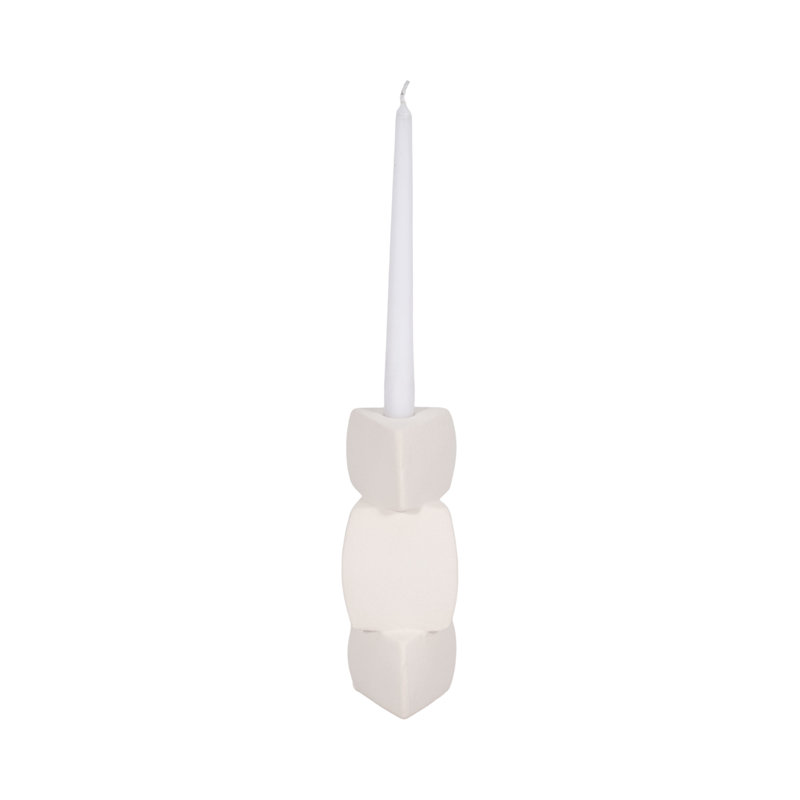 Candlestick Candle Holder, 9" H x 4" W x 4" D, White