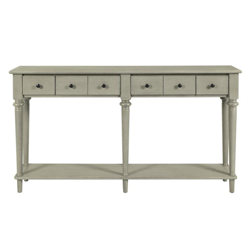 TREXM Entryway Table With 4 Drawers, Retro Console Table With Open Shelf For Entryways, Living Rooms, And Hallways (Grey Wash)