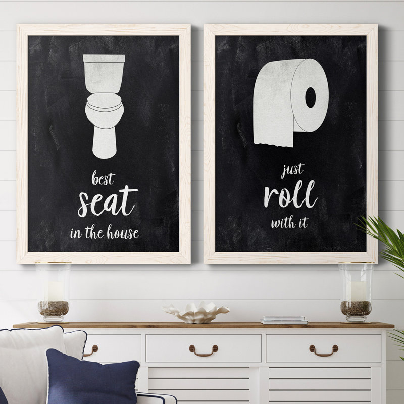 " Best Seat " 2 - Pieces, Picture Framed Canvas, 37.5" H x 55" W, White