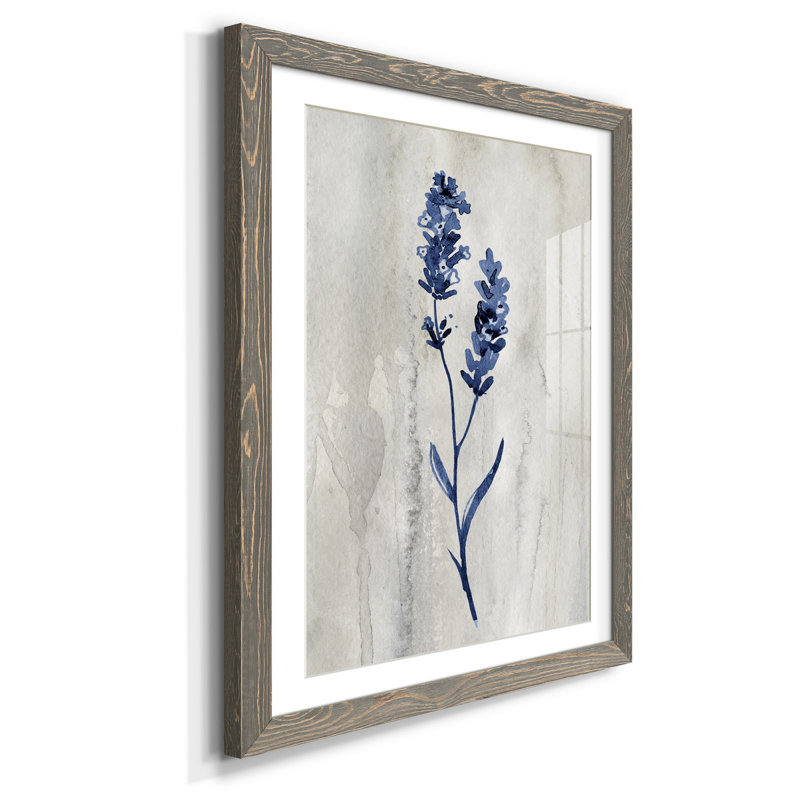 Indigo botanique II - impression, H 31,5 po x l 23,5 po x P 1,5 po, gris
