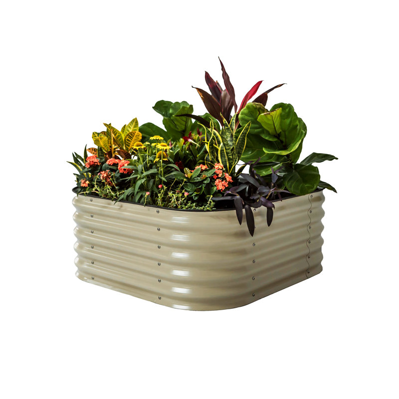Lit de jardin surélevé d'extérieur 17 po 4 en 1, Blanc perle