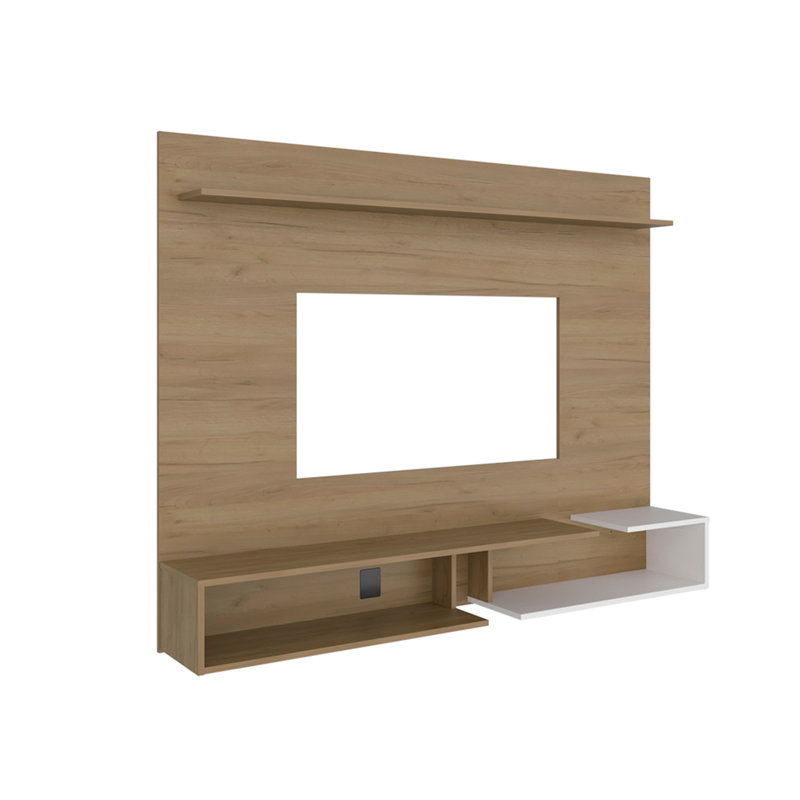 Meuble télé 65 po Aurevon Velar - Meuble audio-vidéo moderne avec tablettes de rangement, Beige