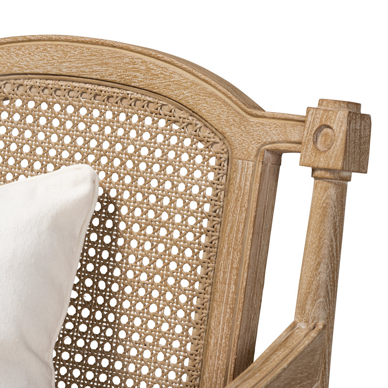 Canley French Provincial Upholstered Whitewashed Wood Armchair
