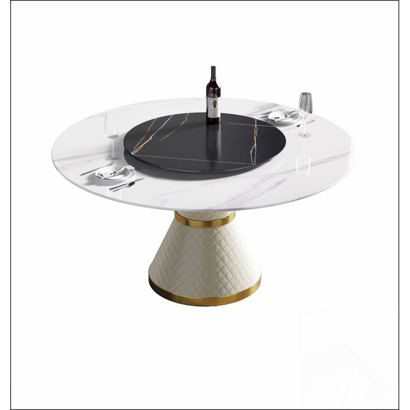Table de salle à manger 59,05 po, Blanc/Noir