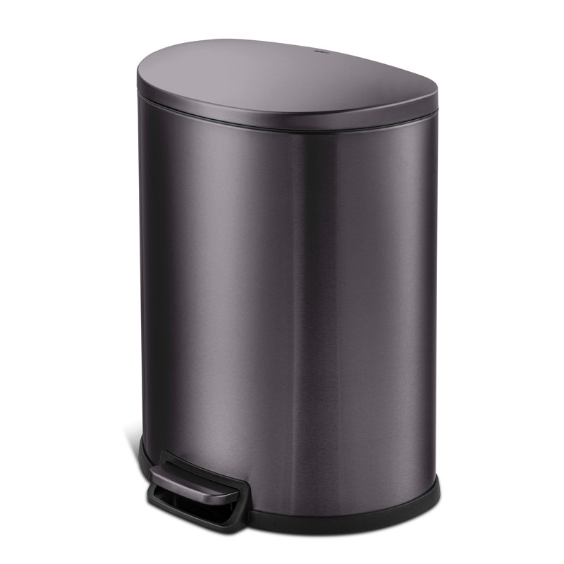 Poubelle en forme de D 50L en acier inoxydable - Basics by Wayfair ™, Noir