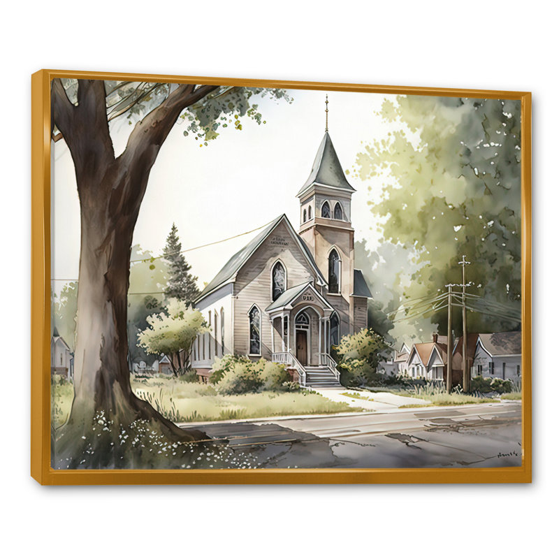 «Monochome Yellow and Gray Farm III - Barn Farm Ranch», art mural encadré, Cadre flottant doré, H 12 po x l 20 po x P 1 po