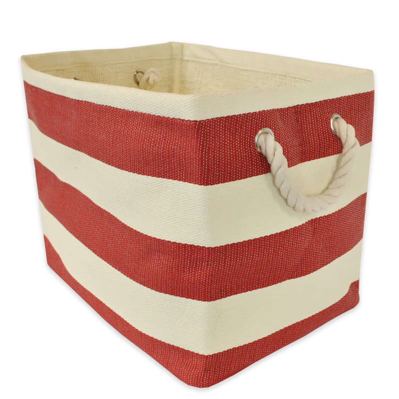 Breakwater Bay Haines Fabric Decorative Bin, Tango Red, 12" H x 12" W x 17" D