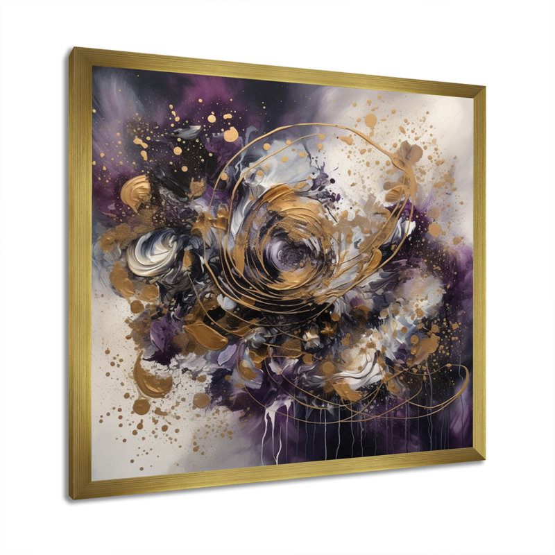 Encre liquide Panola, H 30 po x l 30 po x P 1 po, Cadre flottant doré